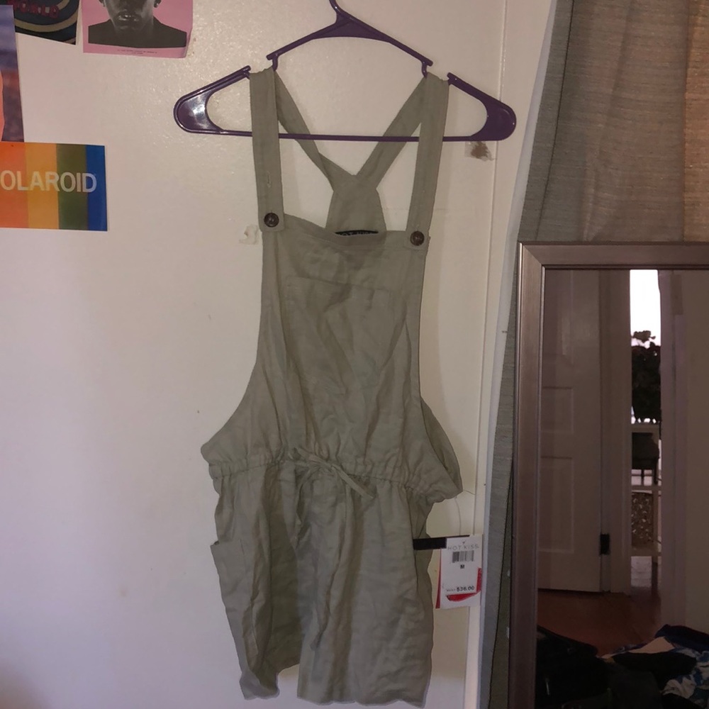 green shorts jumpsuit